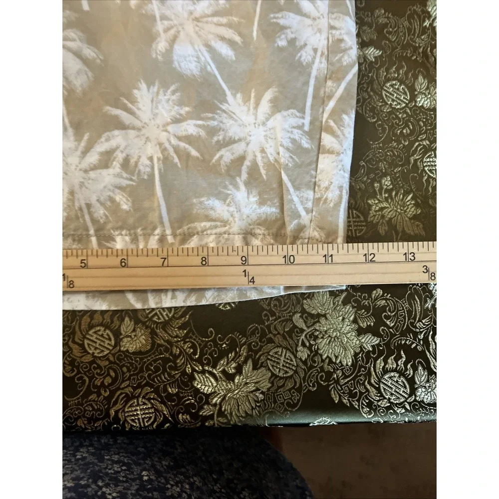 Nautica Men's Linen Cabana Shorts Palm Tree Print Flat Front Khaki White 36W